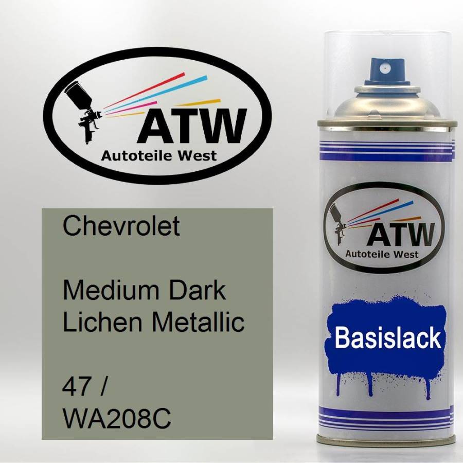 Chevrolet, Medium Dark Lichen Metallic, 47 / WA208C: 400ml Sprühdose, von ATW Autoteile West.